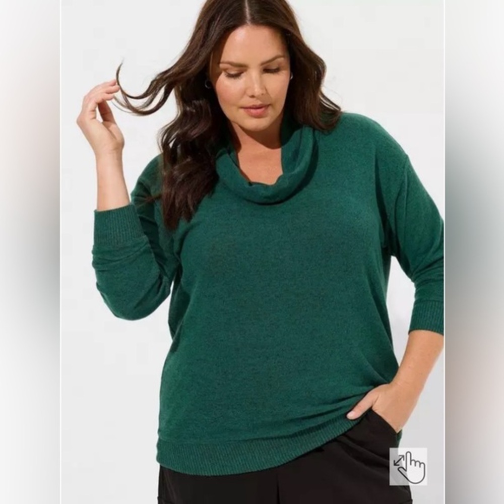 Torrid Super Soft Plush Cowl Neck Tunic Sweater 5X Botanical Green NWT Plus Size